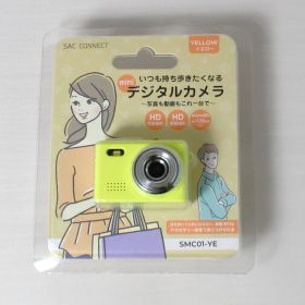 【中古 動作確認済み】SAC CONNECT MINIカメラ SMC01-YE ( 約100万画素 CMOSセンサー 固定焦点 0.96インチ液晶画面 microSD対応 動画撮影 レトロモード 小型デジタルカメラ ) イエロー