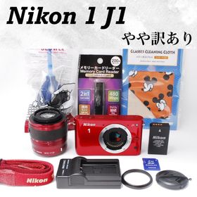 ニコン(Nikon)のNikon 1 J1 レンズセット 訳あり 実写あり 動作品 レッド 赤(ミラーレス一眼)