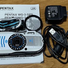 PENTAX WG-3 ホワイトブルー カラビナストラップ 中古品 送料込み