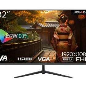 JAPANNEXT JN-V32FLFHD 液晶ディスプレイ/ 32型/ 1920×1080/ HDMI×1、VGA×1/ ブラック/ スピーカー：有/ 2年保証