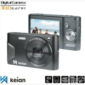 恵安 KEIAN コンパクトデジタルカメラ 3000万画素 フルHD動画撮影 オートフォーカス 8倍デジタルズーム 顔認識機能 ポートレイト スマイルキャッチ機能 笑顔 自動撮影 軽量 コンパクト 高機能 ホワイト KDC800WH