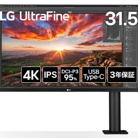 LGエレクトロニクス｜エルジー 4K液晶ディスプレイ(31.5型/IPS/4K UHD 3840×2160/61Hz/5ms/HDR10/HDMI2.0/DP1.4/USB Type-C/VESA/3年保証・無輝点保証)(ブラック) UltraFine Display Ergo 32UN880K-B