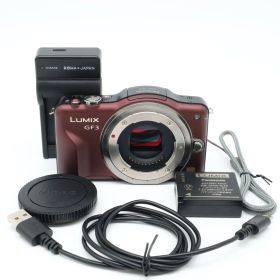 ショット数4816回！画面左側が黄変、画面にコーティング剥がれがありますが■美品■ PANASONIC LUMIX DMC-GF3 センシュアルブラウン