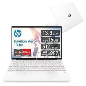 【中古】HP ノートパソコン 13.3インチ 2021年モデル IPSディスプレイ 軽量975g AMD Ryzen5 16GB 512GB SSD HP Pavilion Aero 13-be セラミックホワイト