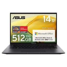 ASUS｜エイスース ノートパソコン Zenbook 14 ジェイドブラック UM3402YA-KP594BKSWS [14.0型 /Windows11 Home /AMD Ryzen 7 /メモリ：16GB /SSD：512GB /Office Home and Business /2023年5月モデル]