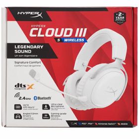 【HyperX】【未使用品】ハイパーエックス『HyperX ゲーミングヘッドセット Cloud III S 両耳 ヘッドバンドタイプ ホワイト』AX6G1AA 1週間保証【中古】