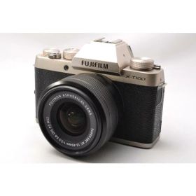 【中古】【1ヶ月保証】 富士フイルム FUJIFILM X-T100 レンズキット シャンパンゴールド ミラーレス一眼 SDカード付き