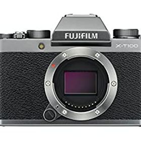 【中古】FUJIFILM ミラーレス一眼 X-T100ダークシルバー X-T100-DS ボディ
