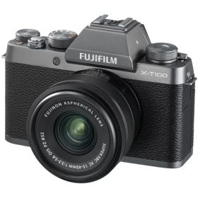 【中古】FUJIFILM フジフイルム X-T100 レンズキット ダークシルバー