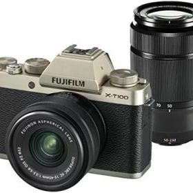 【中古】FUJIFILM ミラーレス一眼カメラ X-T100ダブルズームレンズキット シャンパンゴールド X-T100WZLK-G当店保証30日間 人気モデル 高画質 売れ筋