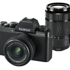 【中古】 FUJIFILM ミラーレス一眼カメラ X-T100ダブルズームレンズキット ブラック X-T100WZLK-B