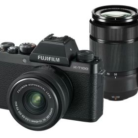 【中古】FUJIFILM ミラーレス一眼 X-T100ダブルズームレンズキット ブラック X-T100WZLK-B当店保証30日間 人気モデル 高画質 売れ筋