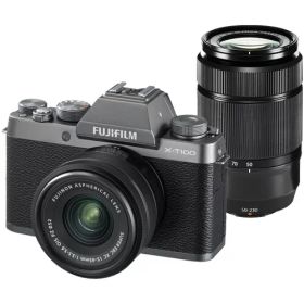 【中古】FUJIFILM フジフイルム X-T100 ダブルズームレンズキット ダークシルバー