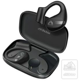 【中古】 JVCケンウッド Victor HA-NP50T-BA ワイヤレスイヤホン Bluetooth オープンイヤー 耳をふさがない ながら聴き マルチポイント 耳掛け 最大38時間再生 マイク付き ブラック ステッカー付
