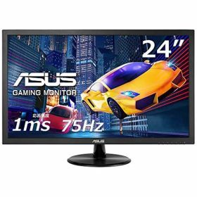 ASUSゲーミングモニターVP248H24インチ/フルHD/1ms/75Hz/HDMID-Sub/ブルーライト軽減/フリッカーフリー/VESA対応/スピーカー/3年保証