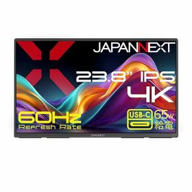 JAPANNEXT 23.8インチ IPSパネル 4K(3840x2160)解像度 大型モバイルモニター JN-MD-IPS238U-C6 USB-C(最大65W給電) HDMI DCI-P3:99% Adobe RGB:92% HDR 電源アダプタ