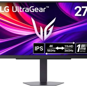 LGエレクトロニクス｜エルジー ゲーミング液晶ディスプレイ(27型/IPS/4K UHD 3840×2160/360Hz/1ms/HDR/HDMI/DP/3年保証・無輝点保証)(ブラック) UltraGear 27G810A-B