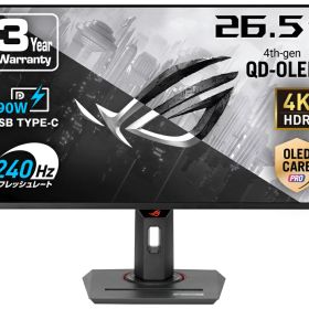 ASUS｜エイスース ゲーミング液晶ディスプレイ(26.5型/OLED/4K UHD 3840×2160/240Hz/0.03ms/HDR400/HDMI2.1/DP1.4/USB Type-C/VESA/3年保証)(ブラック) XGシリーズ XG27UCDMG
