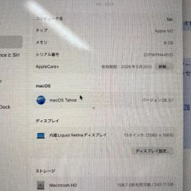 Apple MacBook Air M2 英語キー、ミッドナイト、☆1年保証付き