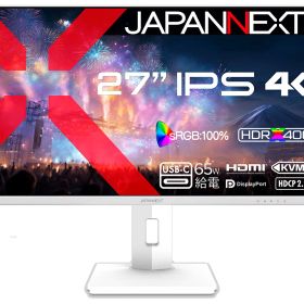 JAPANNEXT｜ジャパンネクスト 液晶ディスプレイ(27型/IPS(ADS)/4K UHD 3840×2160/60Hz/14ms/HDR/HDMI2.0/DP1.2/USB Type-C)(ホワイト) JN-IPS27U2-HSPC6-W