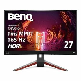 【中古】BenQ MOBIUZ EX2710R 湾曲ゲーミングモニター (27インチ/WQHD/湾曲1000R/165Hz 2.1ch treVoloスピーカー/VA/1ms/HDRi/HDR400/高機能スタンド/リ