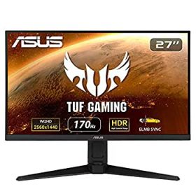 【中古】(非常に良い)ASUS ゲーミングモニター TUF Gaming VG27AQL1A 27インチ／WQHD／IPS／170Hz／1ms／HDR／PS5／NVIDIA ULMB／DP%カンマ%HDMIx2／