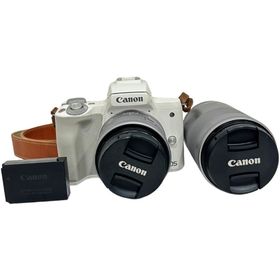 キヤノン(Canon)のCanon キャノン ミラーレス一眼レフカメラ EOS Kiss M ダブルズームキット(15-45mm/55-200mm) 中古AB バッテリー 【中古美品】 12603R9(ミラーレス一眼)