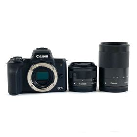 キヤノン EOS Kiss M ダブルズームキット ブラック 中古(ミラーレス一眼)