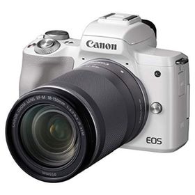 【中古】「非常に良い（無料延長保証）」Canon ミラーレス一眼カメラ EOS Kiss M 高倍率ズームキット ホワイト EOSKISSMWH-18150ISSTM(ミラーレス一眼)