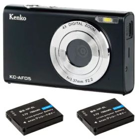 【中古】 ケンコー(Kenko) コンパクトデジタルカメラ KC-AF05ST バッテリー2個セット有効画素数800万画素 オートフォーカス デジタルズーム4倍 2.7K動画撮影 144237 ブラック