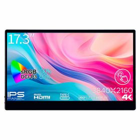 JAPANNEXT｜ジャパンネクスト モバイル液晶ディスプレイ(17.3型/IPS/4K UHD 3840×2160/60Hz/27ms/HDR10/miniHDMI/USB Type-C/VESA/タッチパネル)(ブラック) JN-MD-IPS173UHDR-T