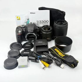 ニコン D3300 ダブルズームキット ブラック 一眼レフ カメラ 中古