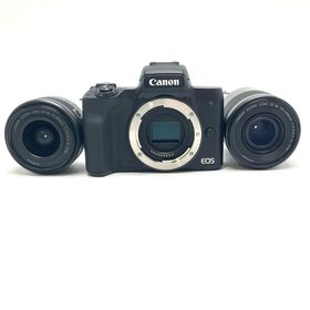 キヤノン(Canon)の【全額返金保証】【最速発送】Canon デジタル一眼 EOS Kiss M2 ダブルズームキット [ブラック] 美品 動作確認済(ミラーレス一眼)