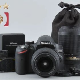 【中古】Nikon ニコン D3200 ブラック + AF-S DX NIKKOR 18-55mm f/3.5-5.6 G II ED + AF-S DX NIKKOR 55-200mm f/4-5.6 G ED VR シャッター回数僅少