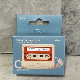 エラゴ AirPods Pro2 ケース ストラップ付 カセットテープデザイン