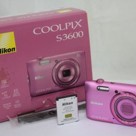 【返品保証】 【元箱付き】ニコン Nikon Coolpix S3600 ピンク 8x バッテリー付き コンパクトデジタルカメラ e649