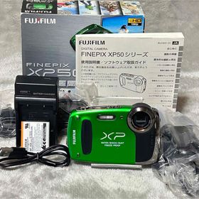 フジフイルム(富士フイルム)の【動作品 付属品多数】FUJIFILM FINEPIX XP50 防水 防塵 緑(コンパクトデジタルカメラ)