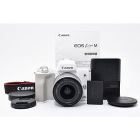 キヤノン(Canon)の美品 Canon EOS Kiss M ホワイト レンズキット ARYM5805(ミラーレス一眼)