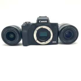 【全額返金保証】【最速発送】Canon デジタル一眼 EOS Kiss M2 ダブルズームキット [ブラック] 美品 動作確認済