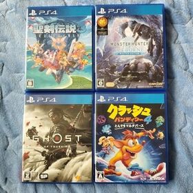 PS4 4本セット モンスターハンターワールド：アイスボーン 聖剣伝説3 ゴーストオブツシマ クラッシュ・バンディクー4 動作確認済