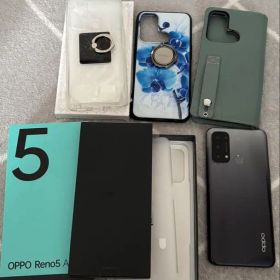 OPPO Reno5 A シルバーブラック 本体 箱（付属品あり）ケース3個付き