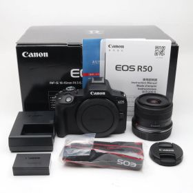 Canon ミラーレス一眼カメラ EOS R50 標準ズームレンズキット(RF-S18-45) ブラック/APS-C/約375g EOSR50BK-1845ISSTMLK
