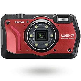 【中古】RICOH WG-7 レッド 本格アウトドアカメラ 【本格20m 防水】 2000万画素 【広角28 光学5倍ズーム】 【6灯の多機能リングライト搭載】 【工事・