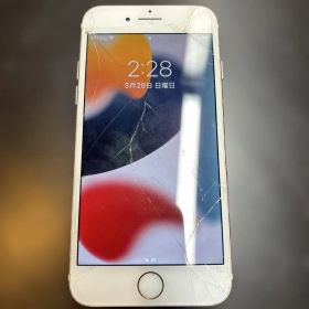 iPhone 7 128GB ピンク au 画面割れ 指紋認証OK 初期化済み