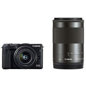 中古 １年保証 美品 Canon EOS M3 15-45mm 55-200mm ダブルズームキット ブラック