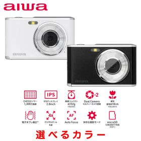 aiwa(アイワマーケティング) aiwa アイワ コンパクトデジタルカメラ aiwa cam DCB ブラック/ホワイト JA4-DCM0001 BK/WH