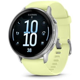 GARMIN｜ガーミン スマートウォッチ Venu 4（ヴェニュー4）45mm AMOLEDディスプレイ【心電図（ECG）アプリ】 Silver / Citron 010-03014-32【Suica対応】