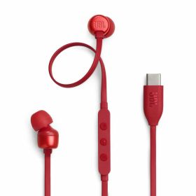 JBL TUNE310C USB Type-C 接続 イヤホン 96kHz/24bit DAC内蔵/通話可能マイク付き3ボタンリモコン/フラットケーブル/3種のプリセットイコライザー搭載/ハイレゾ/9mm径ダイナミックドライバー/レッド/JBLT310C