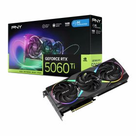 PNY GeForce RTX™ 5060 Ti 16GB Epic-X RGB™ オーバークロックトリプルファン GPU DLSS 4。