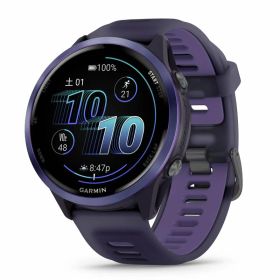 Forerunner265後継モデル GARMIN(ガーミン) GPSランニングウォッチ Forerunner 570 47mm Purple 最大約10日間の長時間バッテリー 超軽量 色鮮やかなAMOLED大画面ディスプレイ 80種類以上のマルチスポ
